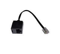 Dadusto - Adattatore di riduzione elettrico da spina RJ11 (6p4c) a presa RJ45 (8p4c), cavo: 4 fili, piatto e nero, 0,15 m 1 pezzo Nero