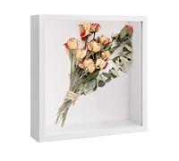 Daelesr Cornice 3D Profonda per Oggetti, Cornice Portafoto 3D con Foglio Acrilico Trasparente, 3D Ombra Profonda Box, Cornice Contenitore per Medaglia Fiore Regali Souvenir (27x27cm, Bianco)