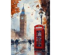 DAERLE 5D DIY Diamond Painting Kit Completo Vecchia Londra Vista dalla strada, Diamantini Strass Ricamo a Punto per Adulti, Kit per Pittura Diamante Mosaico Fai Da Te Decorazione Casa 30x40cm