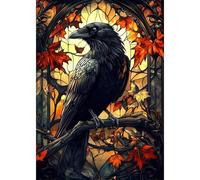 DAERLE Diamond Painting Corvo Bellezza Oscura, Kit Completo di Pittura Diamante, Stile Vetrata, DIY pittura con diamanti Adulti, Diamantini Crystal Art, Decorazione per Casa e Pareti 30x40cm