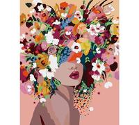 DAERLE Dipingere con i Numeri per Adulti Donne e fiori, dipingere con i numeri Ragazza in fiore, Paint by Numbers Kit Fai da te Olio La pittura di Numeri Kit Decora la casa Regalo 40x50cm