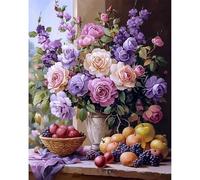 DAERLE Dipingi con i Numeri per Adulti, Frutta e bouquet, Kit di Pittura acrilica Fai-da-Te per Adulti Principianti Facile su Tela, Decora la casa 40x50cm Senza Cornice, Natura morta di fiori