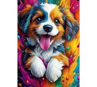 DAERLE DIY Kit pittura diamante Cane colorato, 5D Diamond Painting Kit Completo per Adulti, Strass Arte e Artigianato Fai da Te, Decorazione per Casa e delle Pareti 30x40cm, Bellissimo cucciolo