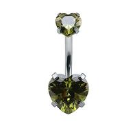 Daesar Anello da Ombelico, Piercing Pancia Acciaio Chirurgico Doppio Cuore Zirconi Piercing Ombelico Gioielli per Il Corpo