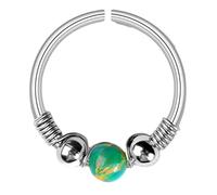 Daesar Anello Naso Acciaio Chirurgico, Piercing Naso Anellino 0.8mm Piercing Cerchio Orecchio 20G 8MM con Opale e Perline Anello Piercing Naso Argento, 1 Pezzo