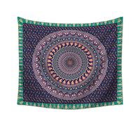 Daesar Arazzo Murale, Arazzo Grande Fiore Verde Viola Telo Mandala Spiaggia 230x150CM Arazzo Poliestere