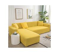 Daesar Copridivano Angolare Tre Posti, Copridivano Universale Elasticizzato Angolare Tinta Unita Copridivano Giallo (Poliestere 3 Posti)