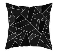 Daesar Federa Cuscini Divano, Fodera Cuscino Divano Fantasia Nero Bianco Cuscino Federa 50x50 CM 1 Pezzo Griglia Geometrica, Federe in Poliestere