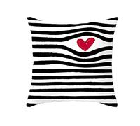 Daesar Federe Decorative Divano, Federa per Guanciale Rosso Nero Copricuscini 40x40 Home 1 Pezzo Cuore A Strisce, Federe in Poliestere