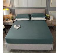 Daesar Lenzuolo Angoli Matrimoniale 200 x 220 cm, Lenzuola Matrimoniale Fibra di bambù Tinta Unita Lenzuolo e 2 Federe Morbido, Traspirante, Lavabile in Lavatrice, Verde Scuro