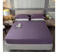 Daesar Lenzuolo con Angoli Matrimoniale 180 x 200 cm, Lenzuola Matrimoniale Fibra di bambù Tinta Unita Lenzuolo e 2 Federe Morbido, Traspirante, Lavabile in Lavatrice, Viola