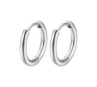 Daesar Orecchini Cerchio Argento, Orecchini Acciaio Inossidabile Donna Uomo Cerchio Largo 2.5mm Lucido 10mm Orecchino Cerchio Regalo