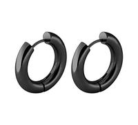 Daesar Orecchini Cerchio Nero, Orecchini Acciaio Inox Donna Uomo Cerchio Largo 2.5mm Lucido 14mm Orecchino Cerchio Regalo