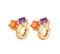 Daesar Orecchini Donna Oro Cerchio 18K 750, Orecchini Donna Cerchio Piccolo con Pietra di Cannella e Ametista Orecchino Oro Giallo per Fidanzamento Matrimonio