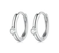 Daesar Orecchini Oro Bianco 14K 585 Donna, Orecchini Cerchietto Cerchio con Diamante Rotondo Orecchino Oro Bianco per Fidanzamento Matrimonio