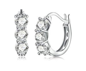 Daesar Orecchini Oro Bianco Cerchio 18K 750, Orecchini Cerchietto Elegante Cerchio con Diamante Rotondo Orecchino Oro Bianco per Fidanzamento Matrimonio