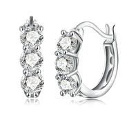 Daesar Orecchini Oro Bianco Donna 9K 375, Orecchino Cerchietto Donna Elegante Cerchio con Diamante Rotondo Orecchini Oro Bianco per Fidanzamento Matrimonio