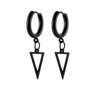 Daesar Orecchini Pendenti Nero, Orecchini Acciaio Chirurgico Uomo Donna Cerchio con Triangolo Cavo Orecchini Pendente Regalo