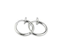 Daesar Orecchino Uomo senza Buco Argento, Orecchini Acciaio Inossidabile Uomo Cerchio Piccolo 2x16mm Orecchino Clip Uomo
