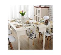 Daesar Runner Tavolo 32x200CM, Runner da Tavola Elegante Foglie con Nappe Runner da Tavolino Beige Grigio Nero Runner Poliestere