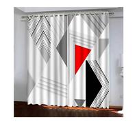 Daesar Tenda Soggiorno Moderno 2 Pezzi Tende Ufficio Oscuranti Motivo Geometrico 3D Tenda Finestra Grigio Rosso Nero 214x138CM Tende Poliestere