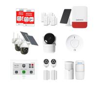 Daewoo Security - Allarme wireless Smart Home - Ultimate Plus Pack con 2 telecamere esterne, 1 videocamera Full HD, sirena solare per esterni e 2 rilevatori - senza abbonamento - Alexa e Google Home