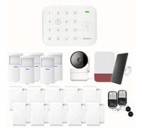 Daewoo Vigilia VIG105 - Sistema wireless e senza abbonamento, compatibile con animali, sensori e sirena solare inclusi + telecamera di sorveglianza Full HD, applicazione inclusa