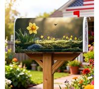 Daffodil - Coperture magnetiche per cassetta delle lettere, con primavera, erba naturale, roccia, primavera, giallo, per decorazioni esterne, 53 x 64 cm