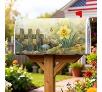 Daffodil - Coperture magnetiche per cassetta postale, in legno, con farfalla in stile rustico, protezione per la decorazione del prato, 53 x 64 cm