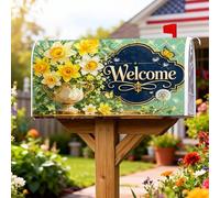 Daffodil - Coperture magnetiche per cassetta postale, motivo floreale primaverile, farfalla, dente di leone, primavera, giallo, per decorare la casa e il giardino, 53 x 64 cm