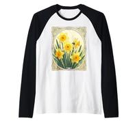 Daffodil Delight Celebrazione del Fiore di Nascita di Marzo Maglia con Maniche Raglan