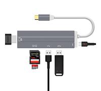 Daffodil HUB05 Hub USB C con HDMI 4K, 6 in 1 Adattatore Multiporta USB C Hub, USB 3.0, USB 2.0, Lettore Schede SD/TF, Ricarica Rapida PD Compatibile con MacBook ChromeBook, Surface, Windows