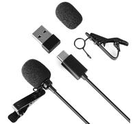 Daffodil MCP150B Microfono a bavero USB-C per telefono e laptop | Microfono a condensatore omnidirezionale con adattatore USB per podcast, interviste, vlog, riunioni e registrazioni mobili