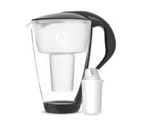 Dafi Filtro dell'acqua in vetro con filtro classico, cristallo LED, 2 l, colore nero, caraffa per acqua con filtro al carbone attivo, caraffa per acqua, filtro in vetro, contro calcare, cloro, BPA-Fre
