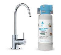 DAFI, sistema di filtraggio FLOW COMFORT DC10 + rubinetto ALTO cromato, filtrazione per lavello, microfiltrazione, assemblaggio fai da te, ricarica a carbone attivo, indicatore LED, testina, tubo