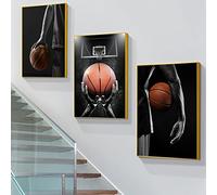 DAFLER Giocatore di Basket Quadro su Tela Basket Sogno Citazioni Ispiratrici Poster e Stampe Wall Art for Living Room Decor 70x100cmx3 Frameless