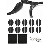 DAFNE 10 paia di naselli in silicone da 1 mm, antiscivolo per occhiali, autoadesivi, adatti per occhiali da vista e da sole, con panno per la pulizia delle lenti (nero)