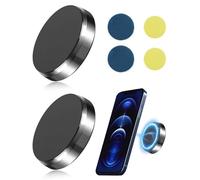 DAFNE Due supporti magnetici per auto con cuscinetti adesivi, supporti magnetici universali rotondi, installazione senza attrezzi, compatibili con quasi tutti i modelli di telefono