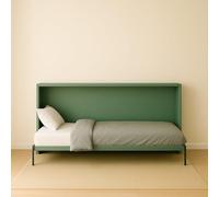 Dafne Italian Design - Letto a Scomparsa Singolo Made in Italy, Letto a Scomparsa con Mobile in Legno, Materasso NON Incluso, con Rete a Doghe, Misure: L.210 - H. 130 - P. 36,0/100,5 cm (Felce)