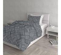 Italian Bed Linen DAFNE Parure Copripiumino stampato, microfibra, Citylife Grey, Piazza e mezza