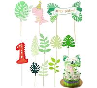 DAFNE Set da 11 pezzi di candeline di compleanno con numeri, candeline di compleanno glitterate, decorazioni per torte di compleanno a tema dinosauri, adatte per primi compleanni-A