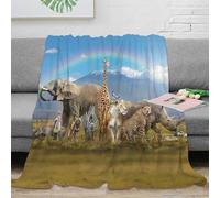 DAFUfbw African Animals Coperta Pile Matrimoniale 60x80inch(150x200cm), Plaid Letto Coperte Pile Di Flanella Calda Morbida, Elephant Coperta Geometrica in Pile - Adatto Per Il Campeggio Picnic