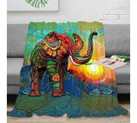 DAFUfbw Bohemia Coperta Plaid Pile, Coperta Matrimoniale 40x50inch(100x130cm) Flanella, Elephant Coperta Divano Super Grande Caldo Morbida Blanket Adatto Per Il Campeggio Picnic