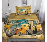 DAFUfbw Egyptian Pharaoh Set Copripiumino Aiuto Per Il Sonno, Calore Per Dormire Biancheria Da Letto, Amun-Ra Set Di Biancheria Da Letto Single（135x200cm）