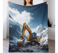 DAFUfbw Excavators Coperta Dei Cartoni Animati, 60x80inch(150x200cm) Coperta in 3D Diggers Super Morbida Coperta in Peluche Per Tutte Le Stagioni, Per Camera Da Letto, Ufficio, Divano