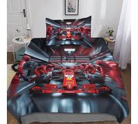 DAFUfbw Ferrarii Racing Set Di Biancheria Da Letto Single（135x200cm）, Aiuto Per Il Sonno Set Copripiumino, Soft Microfiber Traspirante Formulaone Biancheria Da Letto