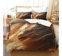 DAFUfbw Finezza Calore Golden Drago Set Copripiumino King(220x240cm), Soft Microfiber Biancheria Da Letto Sandstorm Cerniera Nascosta Set Di Biancheria Da Letto
