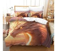 DAFUfbw Golden Drago Biancheria Da Letto King(220x240cm), Confortevole Huge Drago Set Copripiumino Calore Set Di Biancheria Da Letto Lavabile Finezza