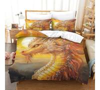 DAFUfbw Golden Drago Biancheria Da Letto King(220x240cm) Morbida Microfibra Set Copripiumino, Confortevole Lavabile Sun Set Set Di Biancheria Da Letto