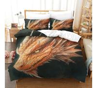 DAFUfbw Golden Drago Calore Biancheria Da Letto King(220x240cm), Morbida Microfibra Huge Drago Set Copripiumino Finezza Traspirante Set Di Biancheria Da Letto Colorato